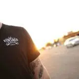 Men's V-Neck T-Shirt with Front Logo - Medium