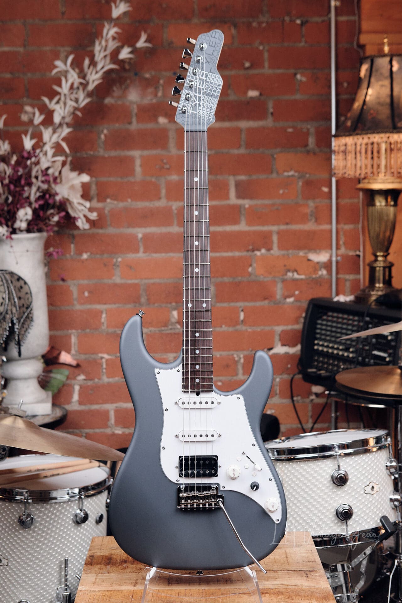 Pickup, bridge and fretboard details on a James Tyler guitar