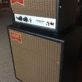 (SOLD) Benson Earhart  – Head & Cab in Black Tolex with LAVG ‘Ox Blood’ Grill Cloth