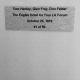 Glen Frey, Don Henley, Don Felder The Eagles Live at The L.A. Forum 1976 – Authentic Concert Photo by Ed Finnell – B&W – White Matte 20″x24″