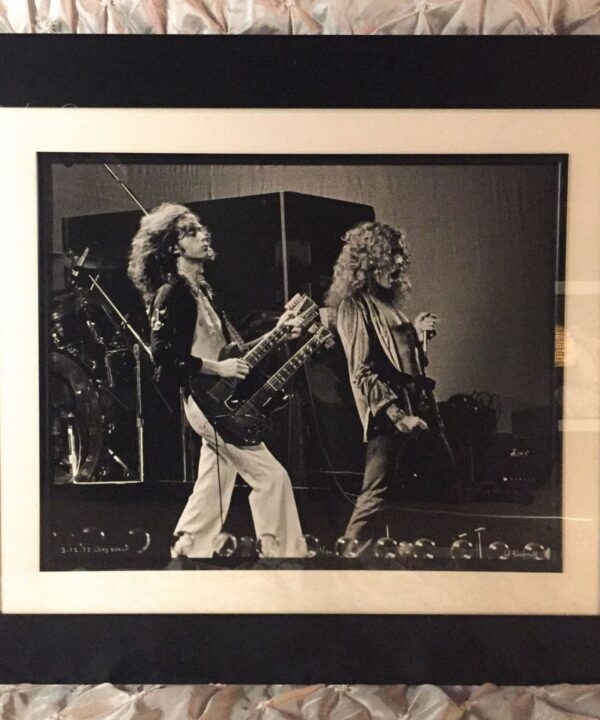 Jimmy Page & Robert Plant - Led Zeppelin Physical Graffiti Tour - Long Beach Arena March 12, 1975 - FRAMED Authentic Concert Photo by Ed Finnell on 25"x29"  