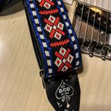 SOLD) Ace Guitar Strap – 60’s Vibe – Red, White & Blue,  Native Style Pattern