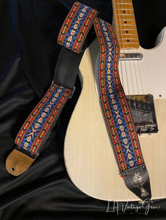 (SOLD) Ace Guitar Strap - 'Hootenanny Hippie' Strap in Red Blue & Black ...