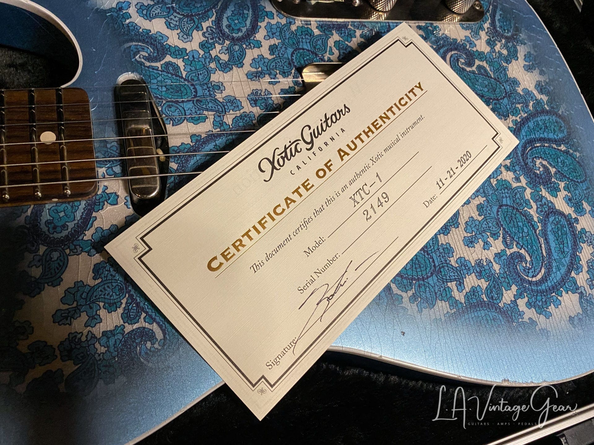 Xotic Blue Paisley T-Style Guitar XTC-1 #2149 • LA Vintage Gear
