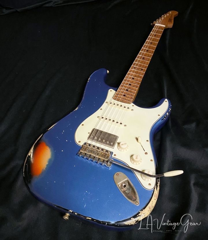 Xotic S-Style Electric Guitar XSC-2 in Lake Placid Blue over a 3T 'Burst  #1915 • LA Vintage Gear