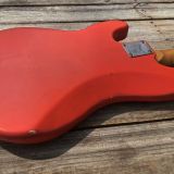 Danocaster P-Style Bass Guitar in Faded  Fiesta Red