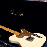 Shabat Lion T-Style Relic’d Electric Guitar in Vintage White with Gold Guard – Swamp Ash Body & Lollar Pickups!