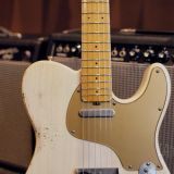 Shabat Lion T-Style Relic’d Electric Guitar in Vintage White with Gold Guard – Swamp Ash Body & Lollar Pickups!