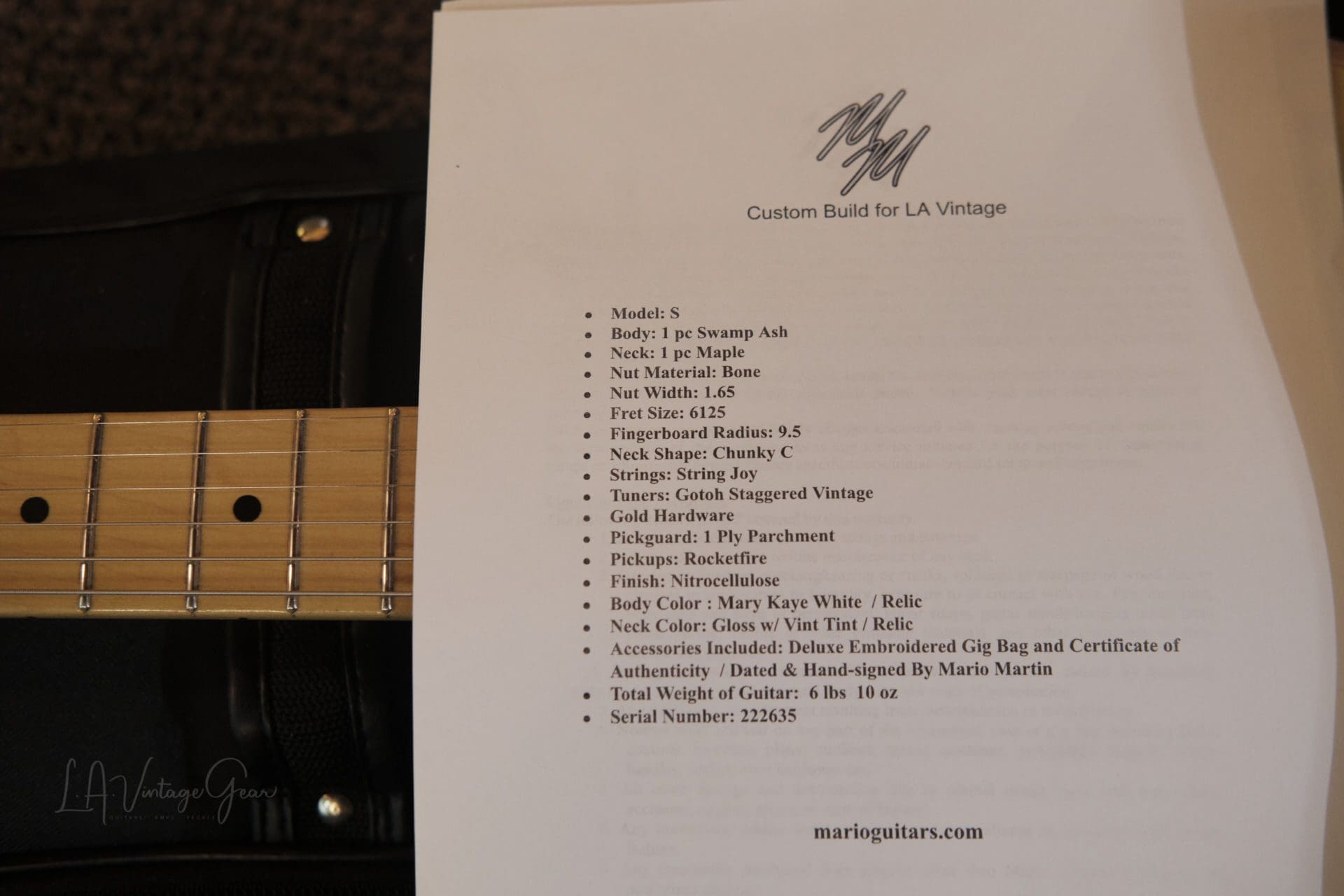 Mario Martin 'Mary Kaye' S-Style Electric Guitar - Great Build & a Classic Finish! - Image 25