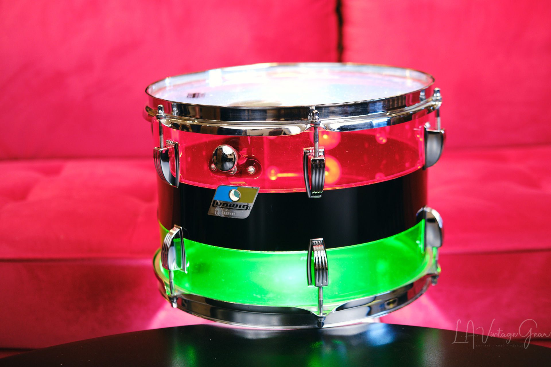 1970's Ludwig Vistalite Tri-Band Green, Black, and Red Drum Kit 22/12/13/16  - Think The Wailers !