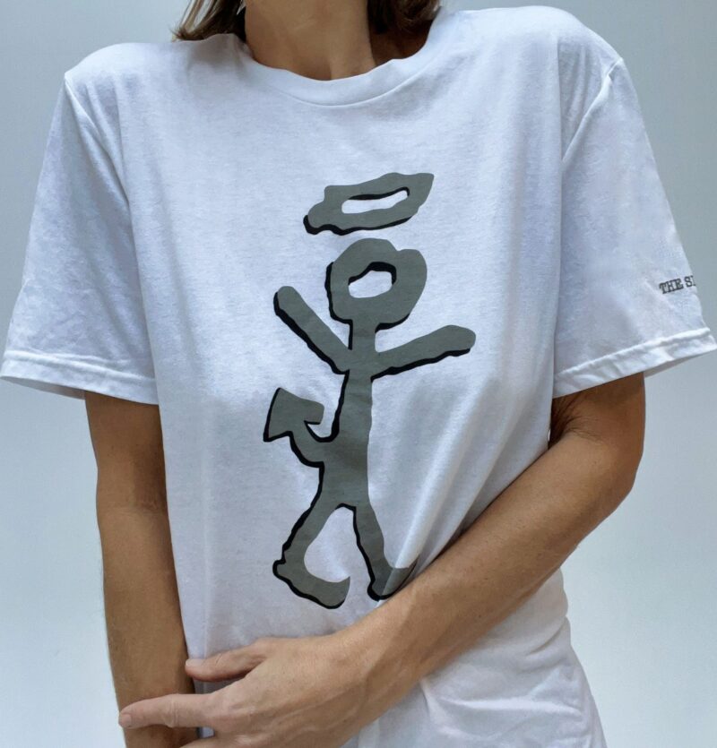 "Sinning Saint" Unisex White T-Shirt by Will Lee - Size Small - All tees available in other sizes