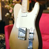 Partscaster Electric Guitar – Single Cut “T-Style” in a Gold Over Black Nitro Finish – Twisted Tele Pickups