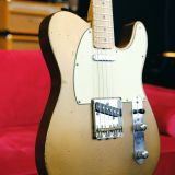 Partscaster Electric Guitar – Single Cut “T-Style” in a Gold Over Black Nitro Finish – Twisted Tele Pickups