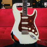 Fender 1967 Custom Shop Relic Stratocaster Electric Guitar (2017)-Sonic Blue Over Sunburst Finish! Bound Neck & Handwound Pickups!