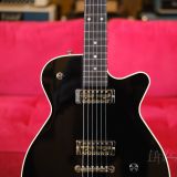 Grez “Mendocino” Black Single Cut Electric Guitar – Solid Old Growth Redwood Top & Lollar Gold Foil Pickups!