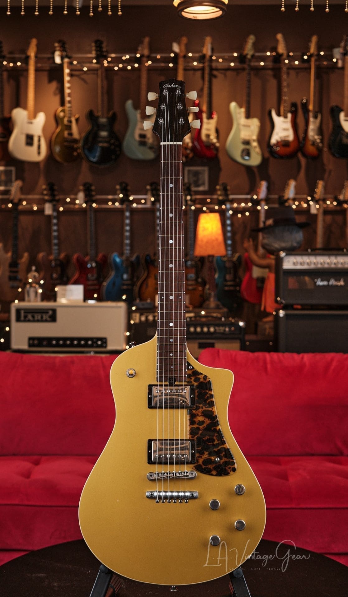 Asher Electro Sonic Gold Top Guitar With Brazilian Rosewood Board